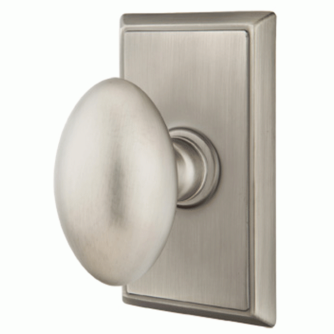 ##Antique Hardware## Solid Brass Egg Door Knob Set With Rectangular Rosette