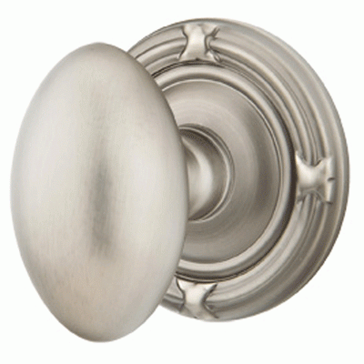 ##Antique Hardware## Solid Brass Egg Door Knob Set With Ribbon & Reed Rosette (Several Finish Options)