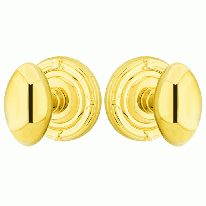 ##Antique Hardware## Solid Brass Egg Door Knob Set With Ribbon & Reed Rosette (Several Finish Options)