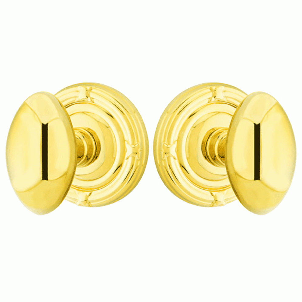 ##Antique Hardware## Solid Brass Egg Door Knob Set With Ribbon & Reed Rosette (Several Finish Options)