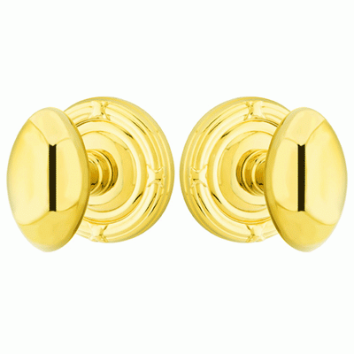 ##Antique Hardware## Solid Brass Egg Door Knob Set With Ribbon & Reed Rosette (Several Finish Options)