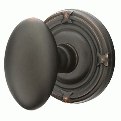 ##Antique Hardware## Solid Brass Egg Door Knob Set With Ribbon & Reed Rosette (Several Finish Options)