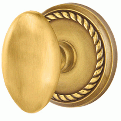 ##Antique Hardware## Solid Brass Egg Door Knob Set With Rope Rosette (Several Finish Options)