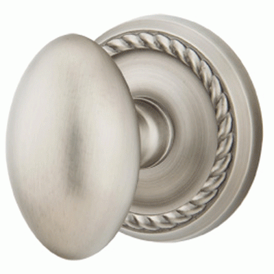 ##Antique Hardware## Solid Brass Egg Door Knob Set With Rope Rosette (Several Finish Options)