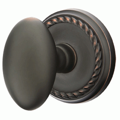 ##Antique Hardware## Solid Brass Egg Door Knob Set With Rope Rosette (Several Finish Options)