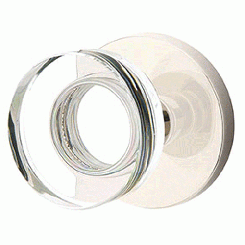 ##Antique Hardware## Modern Disc Crystal Door Knob Set With Disk Rosette (Several Finish Options)