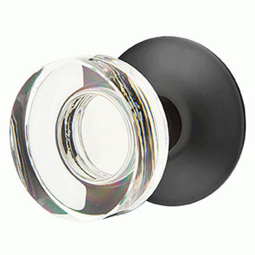 ##Antique Hardware## Modern Disc Crystal Door Knob Set With Modern Rosette (Several Finish Options)