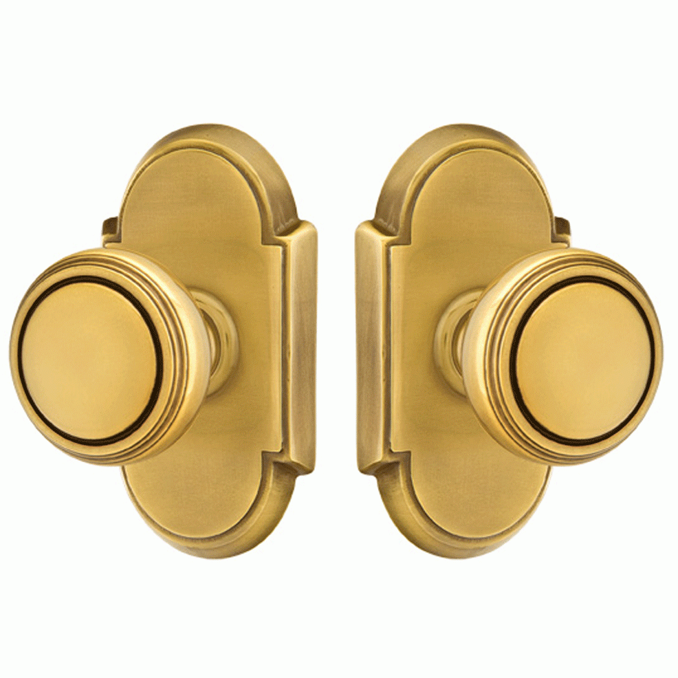 ##Antique Hardware## Solid Brass Norwich Door Knob Set With # 8 Rosette (Several Finish Options)