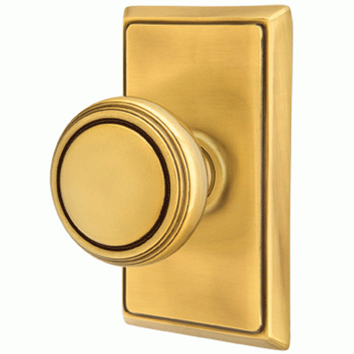 ##Antique Hardware## Solid Brass Norwich Door Knob Set With Rectangular Rosette (Several Finish Options)