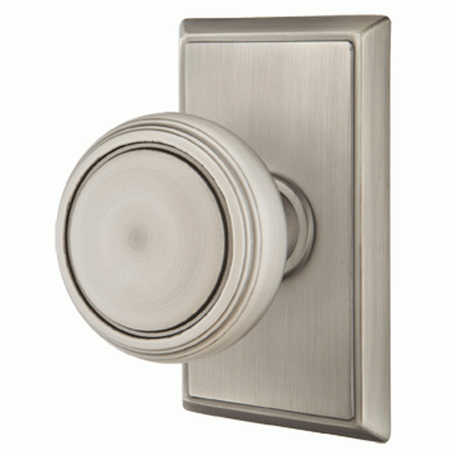 ##Antique Hardware## Solid Brass Norwich Door Knob Set With Rectangular Rosette (Several Finish Options)