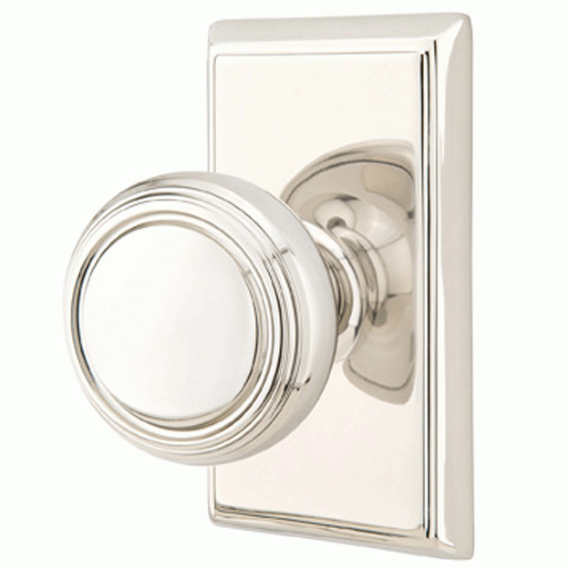 ##Antique Hardware## Solid Brass Norwich Door Knob Set With Rectangular Rosette (Several Finish Options)