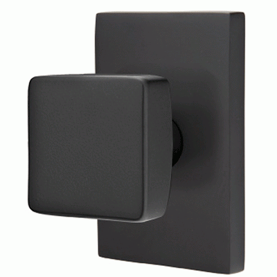 Antique Hardware Emtek Solid Brass Square Knob With Modern Rectangular Rosette (Several Finish Options) EMTEK DOOR KNOB