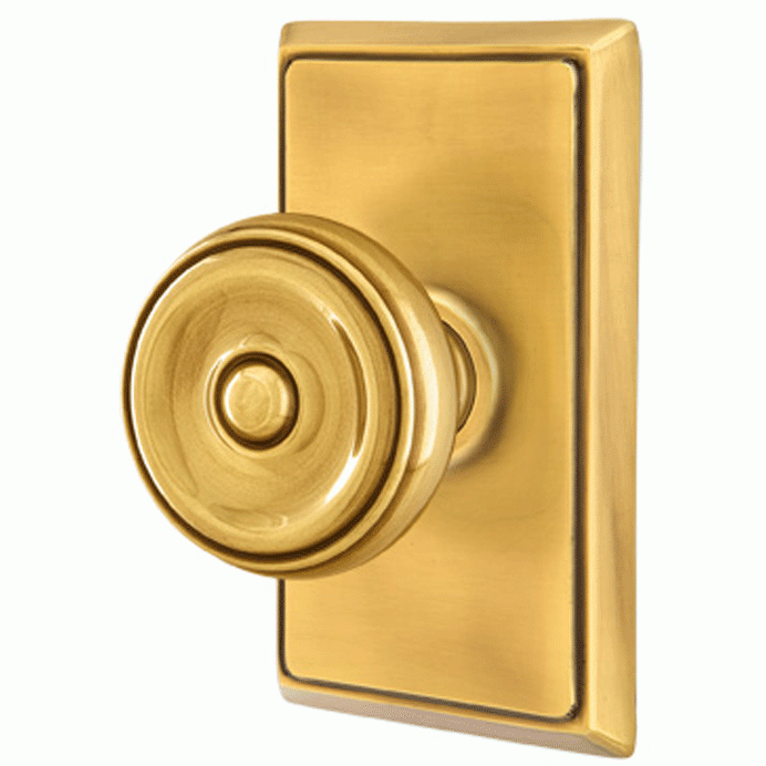 ##Antique Hardware## Solid Brass Waverly Door Knob Set With Rectangular Rosette (Several Finish Options)