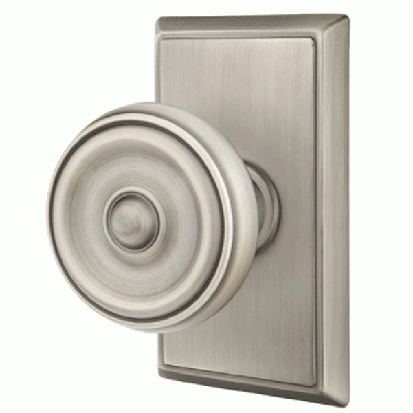 ##Antique Hardware## Solid Brass Waverly Door Knob Set With Rectangular Rosette (Several Finish Options)