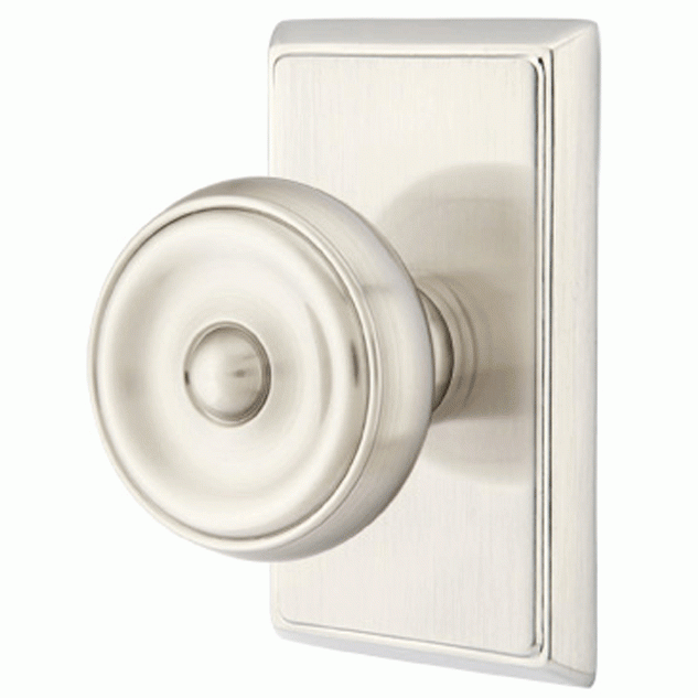 ##Antique Hardware## Solid Brass Waverly Door Knob Set With Rectangular Rosette (Several Finish Options)