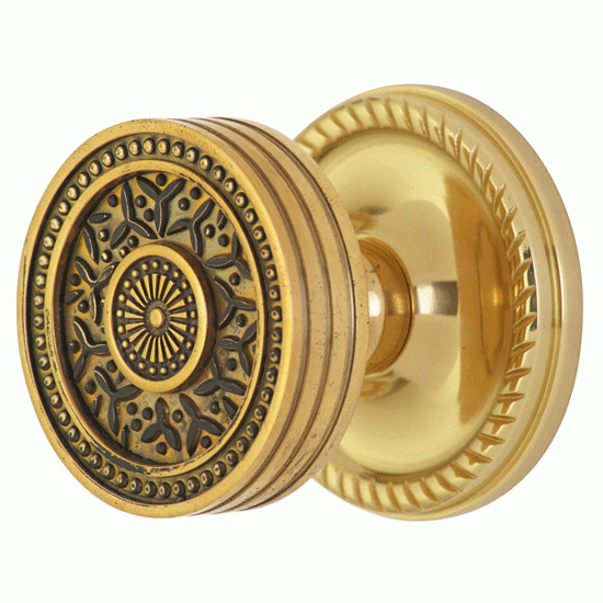 Antique Hardware Georgian Roped Rosette Door Set with Rice Pattern Door Knobs (Several Finishes Available) Doorknob