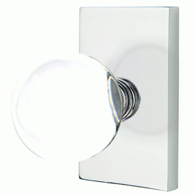 Antique Hardware Emtek Crystal Bristol Door Knob Set With Modern Rectangular Rosette (Several Finish Options) EMTEK GLASS CRYSTAL BRISTOL DOOR KNOB