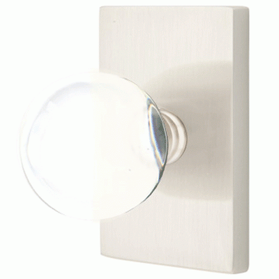 Antique Hardware Emtek Crystal Bristol Door Knob Set With Modern Rectangular Rosette (Several Finish Options) EMTEK GLASS CRYSTAL BRISTOL DOOR KNOB