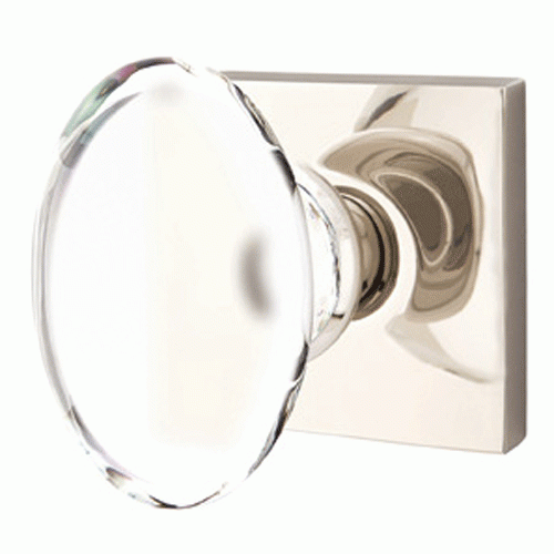 Antique Hardware Crystal Hampton Door Knob Set With Square Rosette (Several Finish Options) EMTEK GLASS CRYSTAL HAMPTON DOOR KNOB