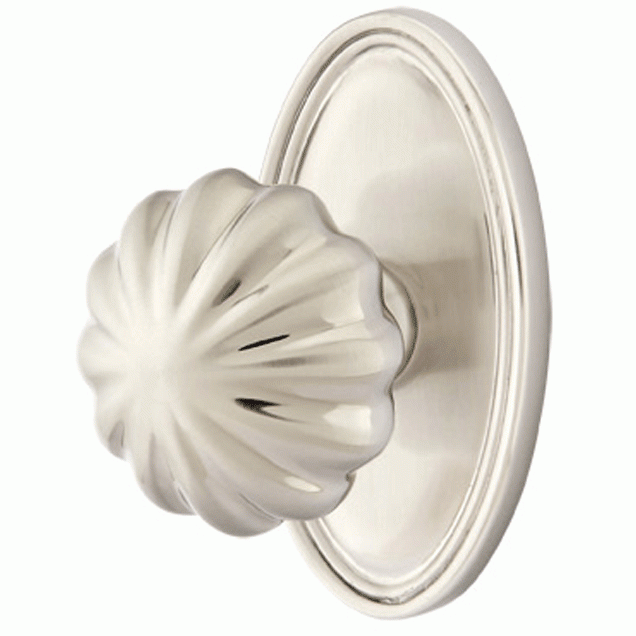 ##Antique Hardware## Solid Brass Melon Door Knob Set With Oval Rosette (Several Finish Options)