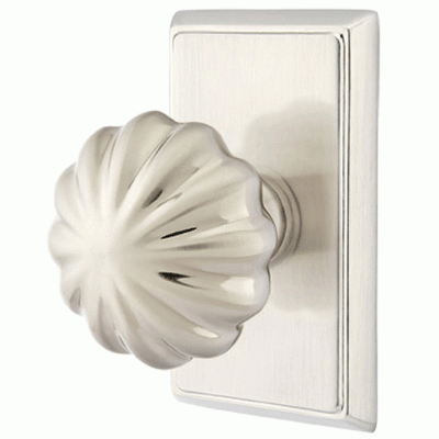 ##Antique Hardware## Solid Brass Melon Door Knob Set With Rectangular Rosette