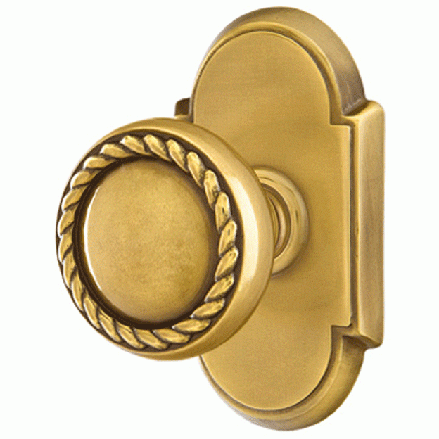 ##Antique Hardware## Solid Brass Rope Door Knob Set With # 8 Rosette (Several Finish Options)