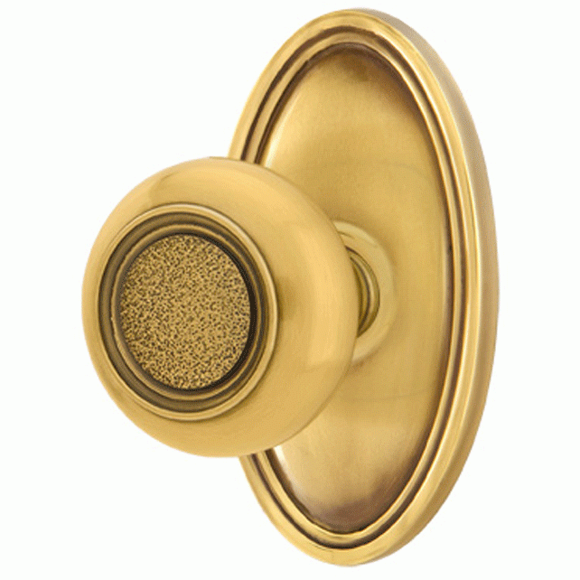 ##Antique Hardware## Solid Brass Belmont Door Knob Set With Oval Rosette (Several Finish Options)