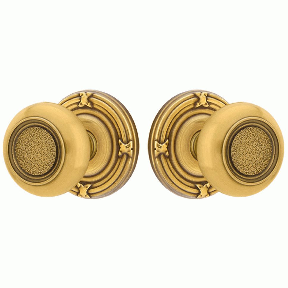 ##Antique Hardware## Solid Brass Belmont Door Knob Set With Ribbon & Reed Rosette (Several Finish Options)