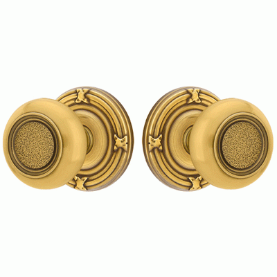 ##Antique Hardware## Solid Brass Belmont Door Knob Set With Ribbon & Reed Rosette (Several Finish Options)