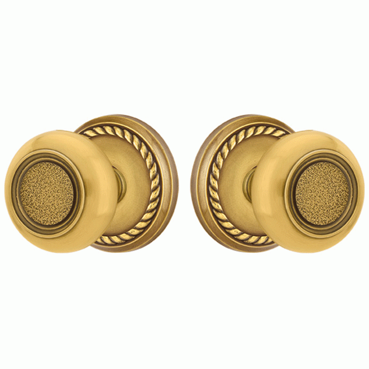 ##Antique Hardware## Solid Brass Belmont Door Knob Set With Rope Rosette (Several Finish Options)