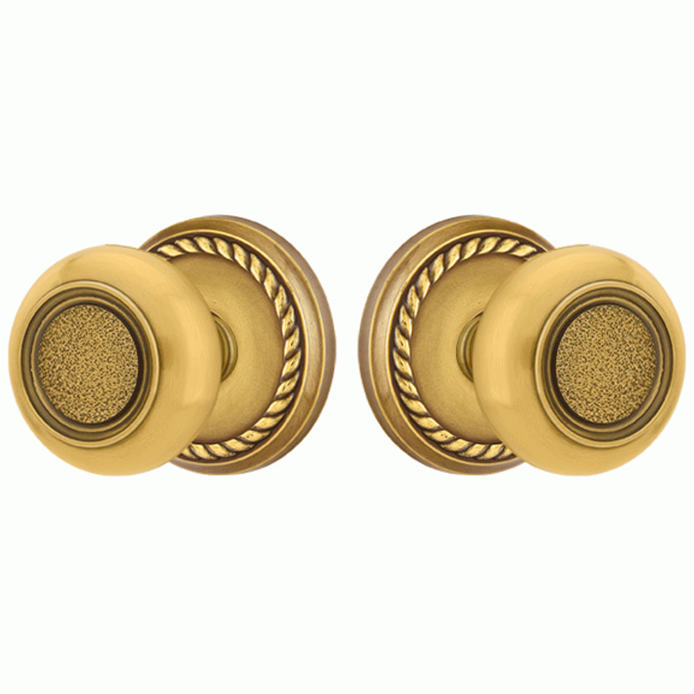 ##Antique Hardware## Solid Brass Belmont Door Knob Set With Rope Rosette (Several Finish Options)