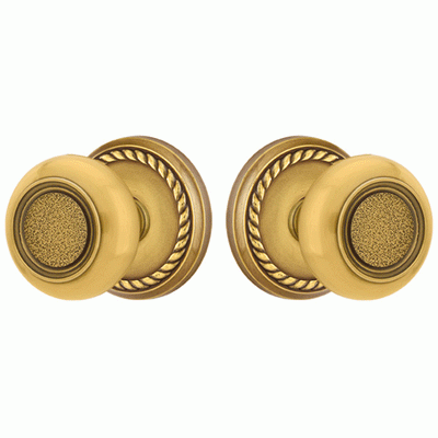 ##Antique Hardware## Solid Brass Belmont Door Knob Set With Rope Rosette (Several Finish Options)