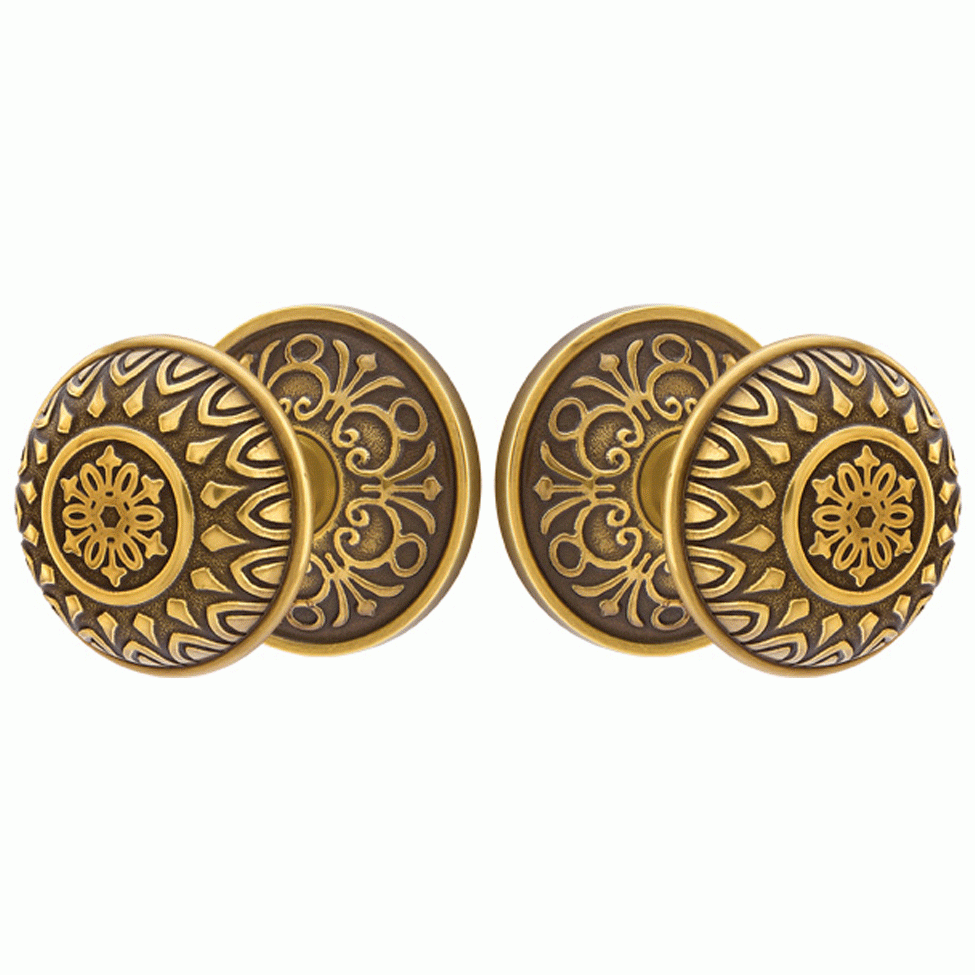 ##Antique Hardware## Solid Brass Lancaster Door Knob Set With Lancaster Rosette (Several Finish Options)