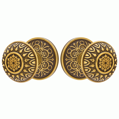 ##Antique Hardware## Solid Brass Lancaster Door Knob Set With Lancaster Rosette (Several Finish Options)