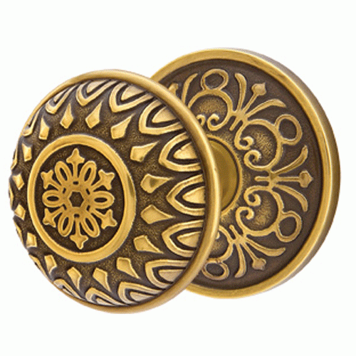 ##Antique Hardware## Solid Brass Lancaster Door Knob Set With Lancaster Rosette (Several Finish Options)