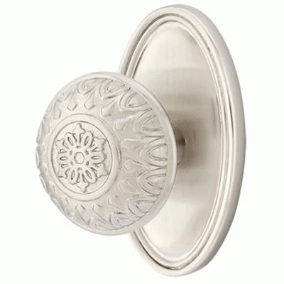 ##Antique Hardware## Solid Brass Lancaster Door Knob Set With Oval Rosette (Several Finish Options)