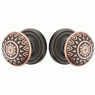 ##Antique Hardware## Solid Brass Lancaster Door Knob Set With Regular Rosette (Several Finish Options)