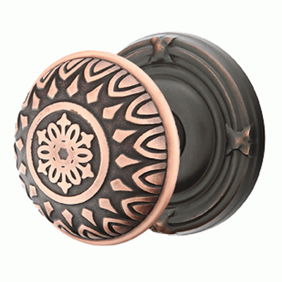 ##Antique Hardware## Solid Brass Lancaster Door Knob Set With Ribbon & Reed Rosette (Several Finish Options)