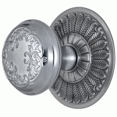 Antique Hardware Feather Rosette Door Set with Floral Leaf Door Knobs (Several Finishes Available) Quiet Door Knob