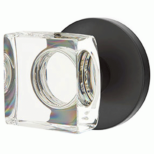 ##Antique Hardware## Modern Square Crystal Door Knob Set With Disk Rosette (Several Finish Options)