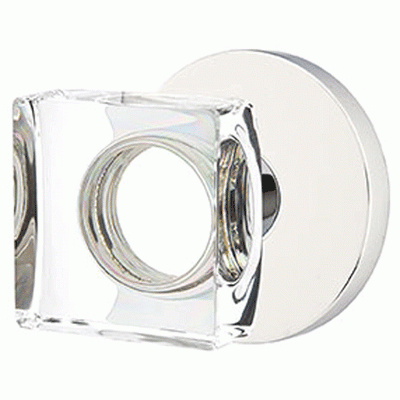 ##Antique Hardware## Modern Square Crystal Door Knob Set With Disk Rosette (Several Finish Options)