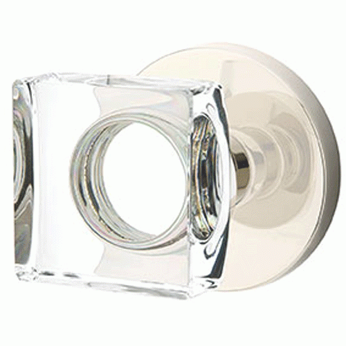 ##Antique Hardware## Modern Square Crystal Door Knob Set With Disk Rosette (Several Finish Options)