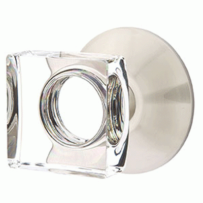 ##Antique Hardware## Modern Square Crystal Door Knob Set With Modern Rosette (Several Finish Options)