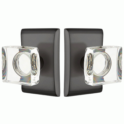 Antique Hardware Emtek Modern Square Crystal Door Knob Set With Neos Rosette (Several Finish Options) EMTEK GLASS CRYSTAL MODERN SQUARE DOOR KNOB