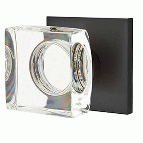 ##Antique Hardware## Modern Square Crystal Door Knob Set With Square Rosette (Several Finish Options)