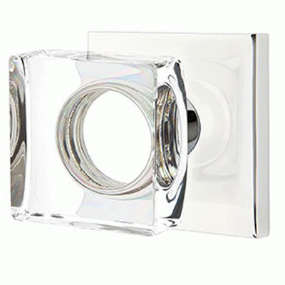 ##Antique Hardware## Modern Square Crystal Door Knob Set With Square Rosette (Several Finish Options)