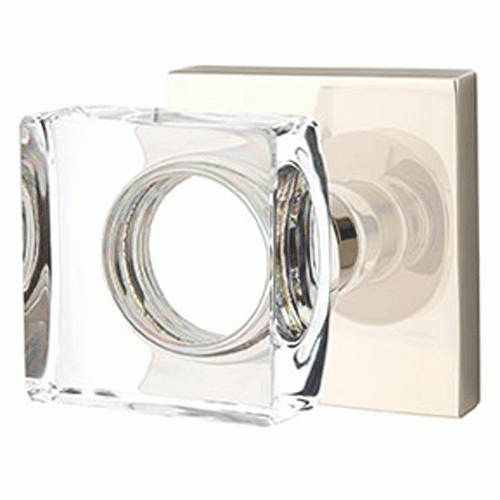 ##Antique Hardware## Modern Square Crystal Door Knob Set With Square Rosette (Several Finish Options)