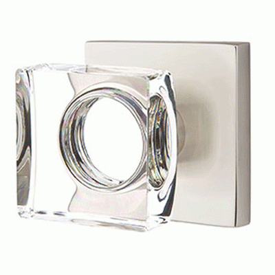 ##Antique Hardware## Modern Square Crystal Door Knob Set With Square Rosette (Several Finish Options)