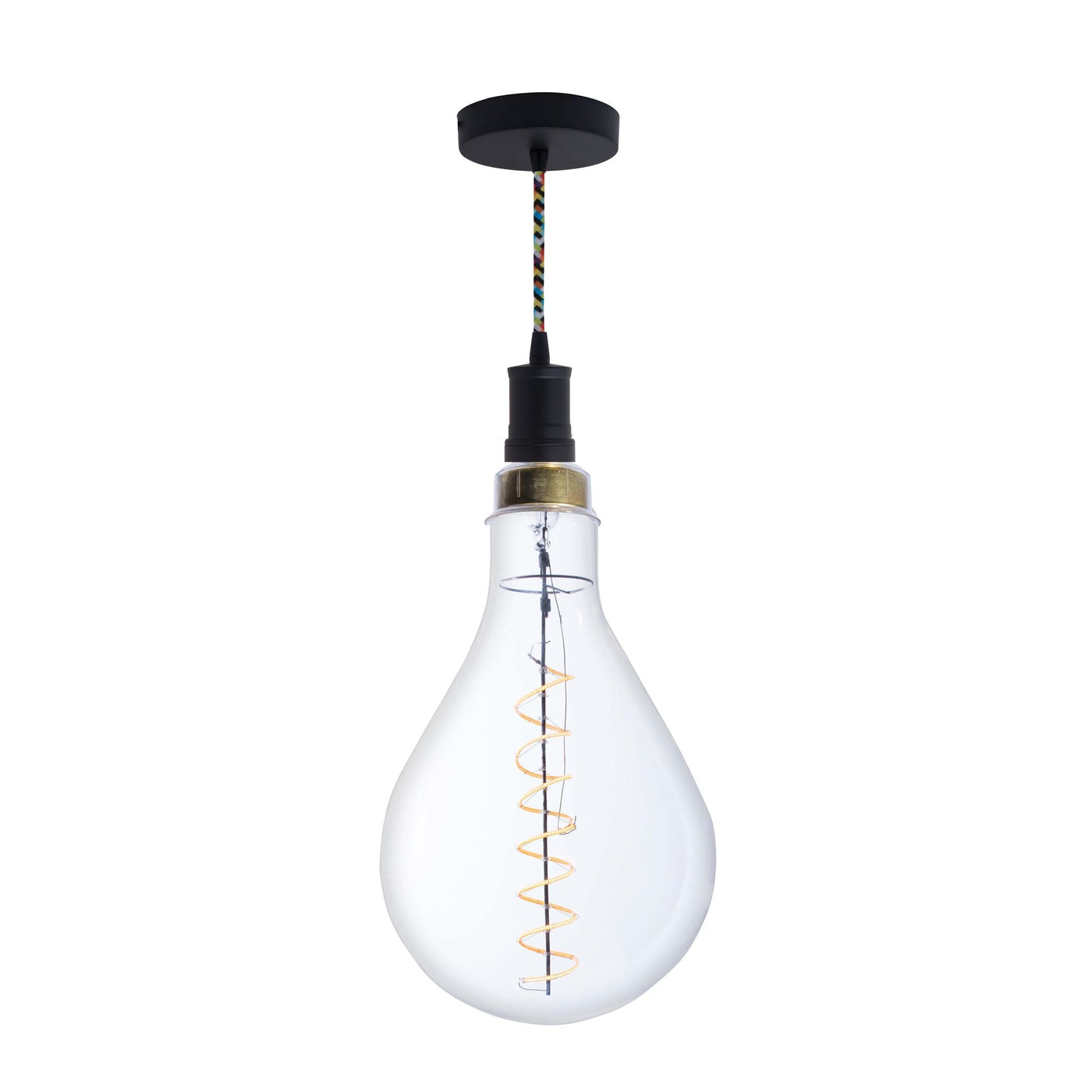 ##Antique Hardware## 4W LED Pear Shaped Grand 2200K Filament W/ Black Pendant With Multicolor String