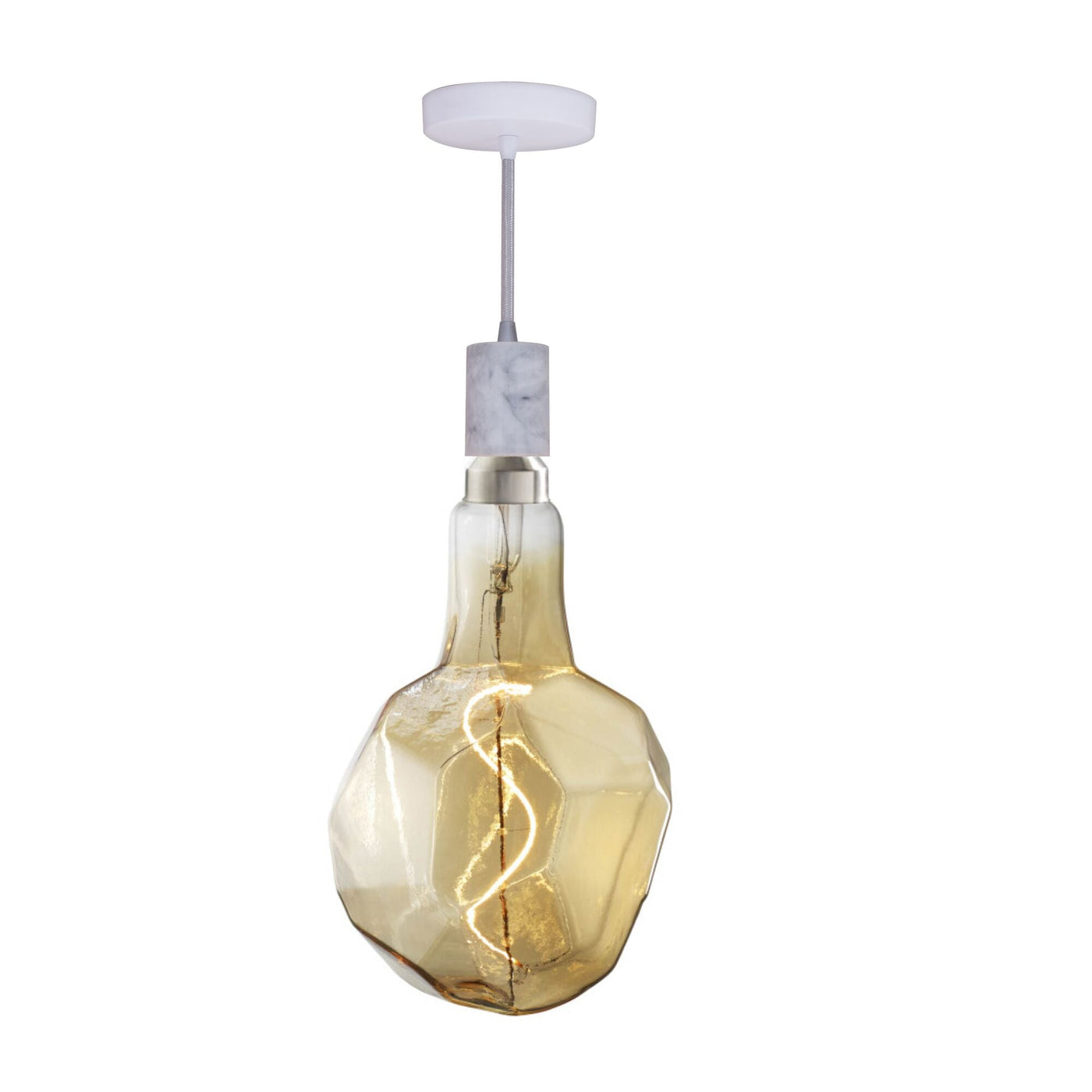 ##Antique Hardware## 4W LED Jewel Natural Shaped Grand 2200K Filament W/ White Marble Pendant With White String